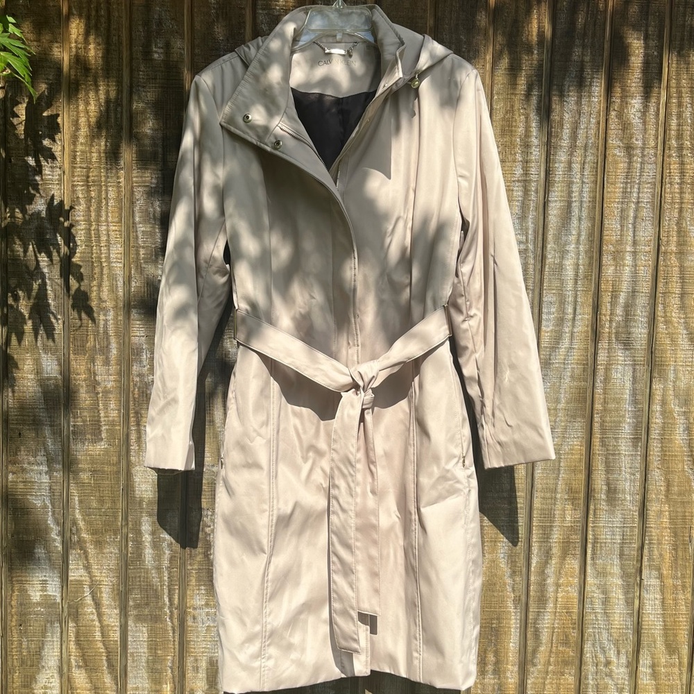 Calvin Klein Trench Coat Removable Hood Petite Jacket Plus Size